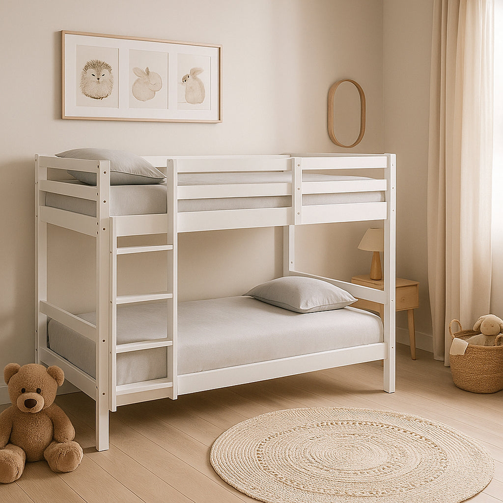 Litera de Madera Maciza con Somier y Escalera Lateral, Olivia