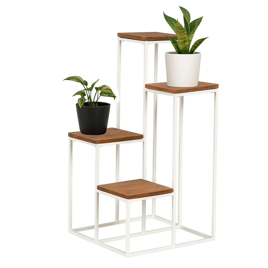 Soporte de Metal para Plantas de 4 Niveles Blanco