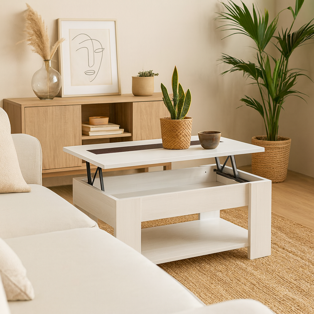 Mesa de Centro Elevable Agueda Blanco 46x90x50 cm