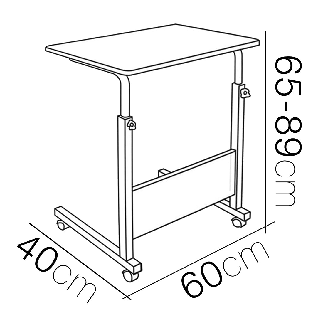 Mesa Ajustable Natural con Ruedas 40x60x65-89 cm