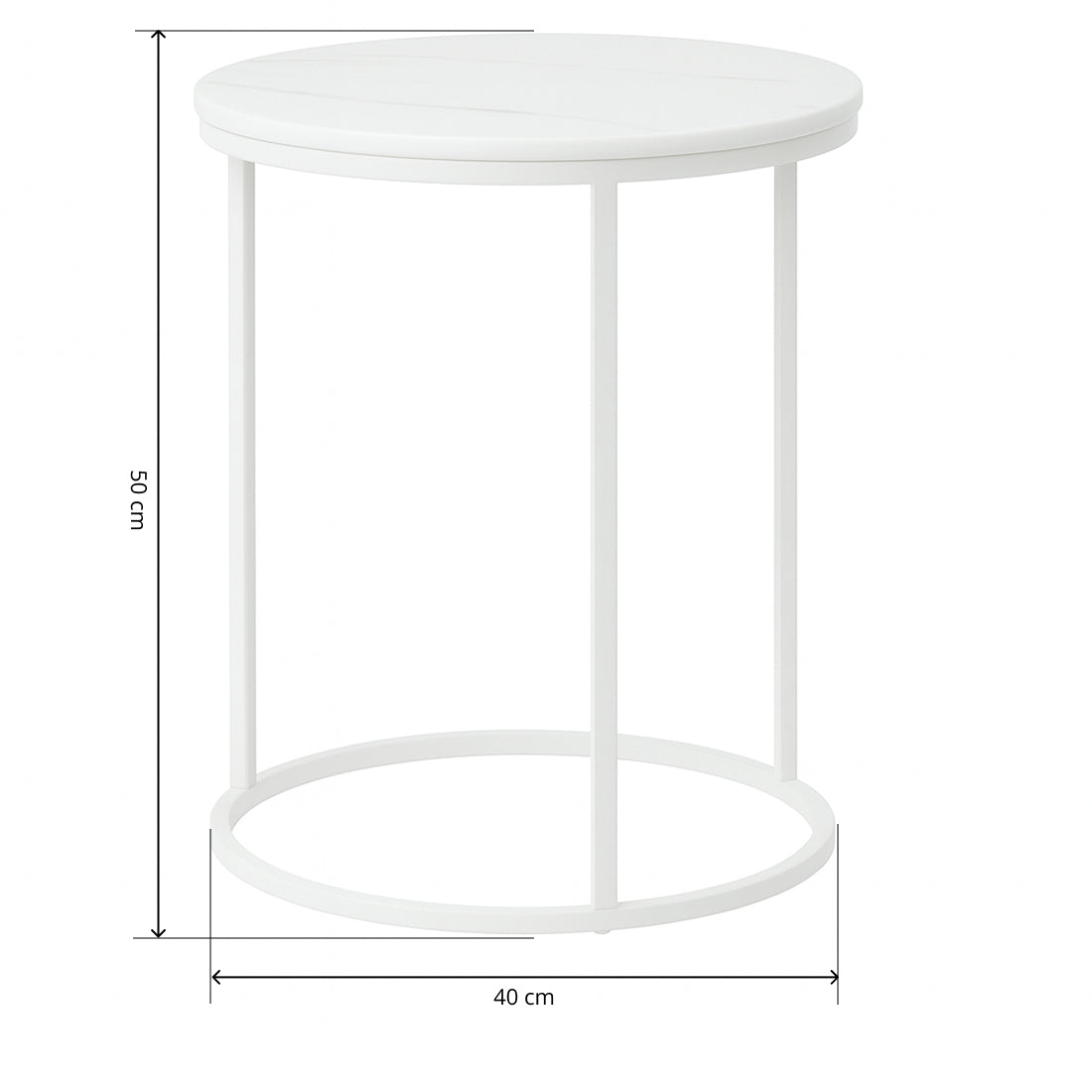 Set 2 Mesas Auxiliares Redondas de Madera y Metal, Blanco