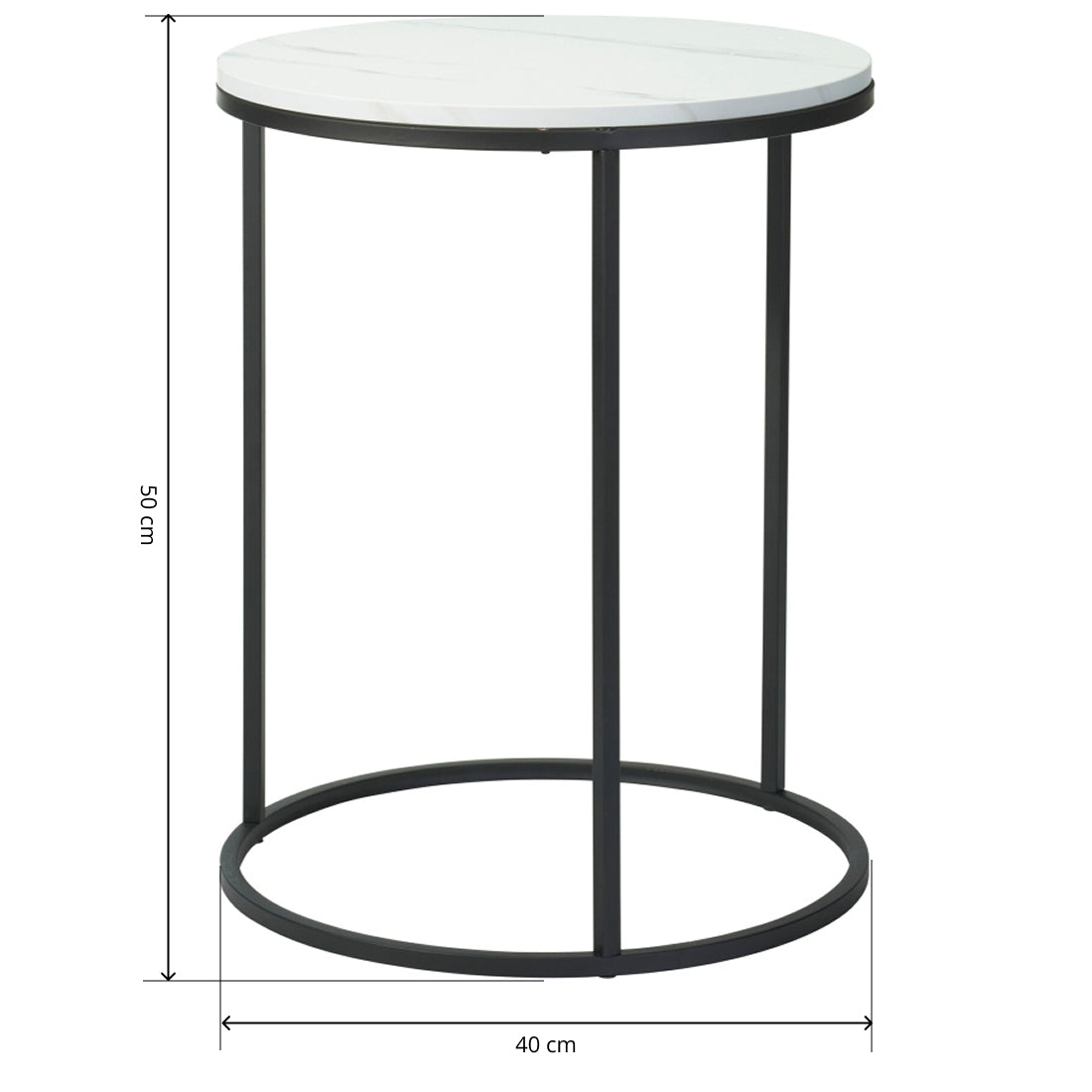 Set 2 Mesas Auxiliares Redondas de Madera y Metal, Mármol