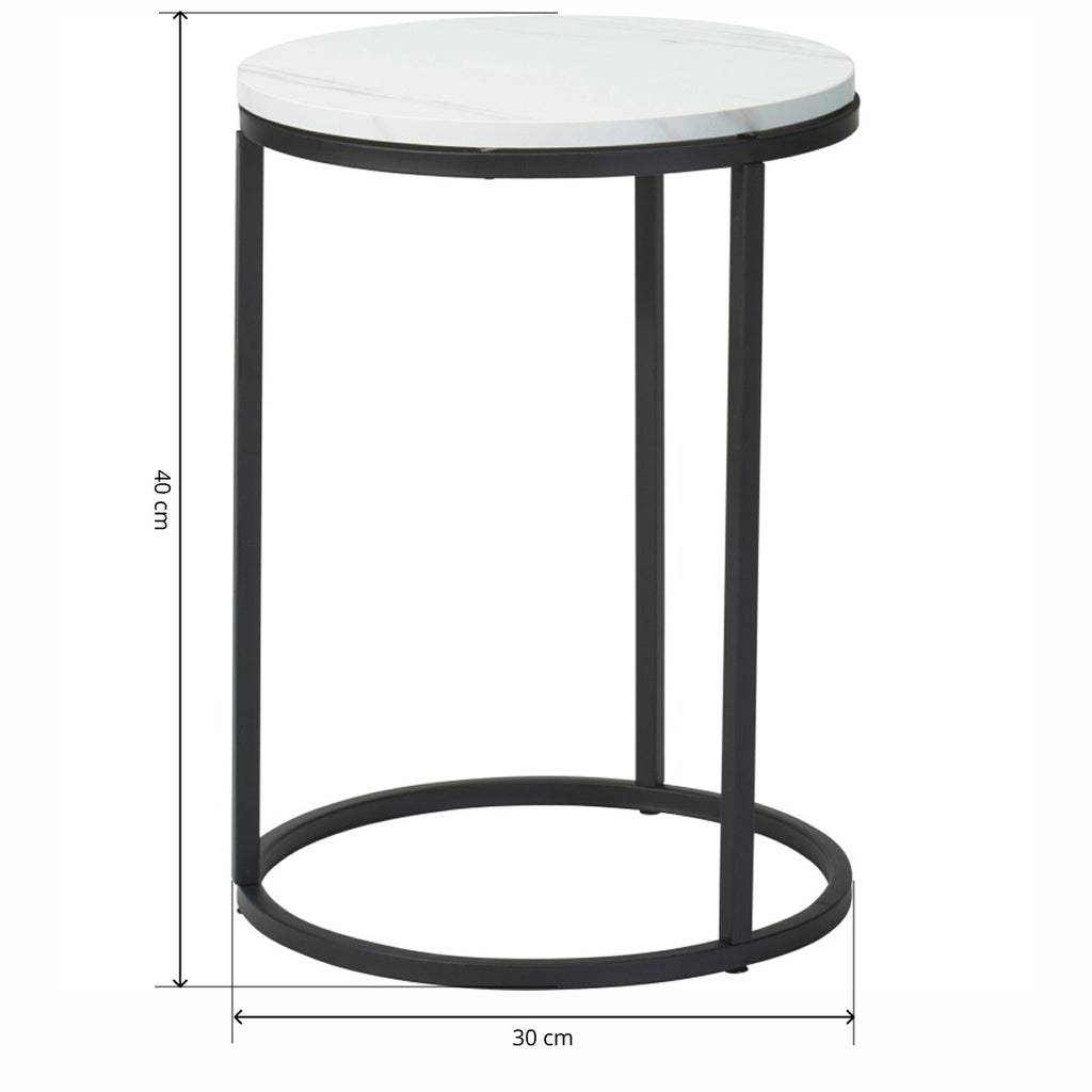 Set 2 Mesas Auxiliares Redondas de Madera y Metal, Mármol