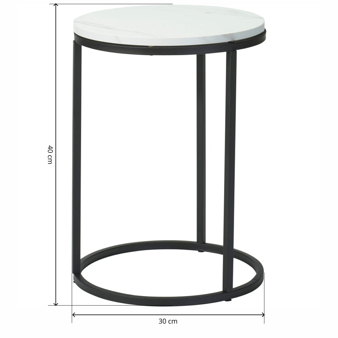 Set 2 Mesas Auxiliares Redondas de Madera y Metal, Mármol