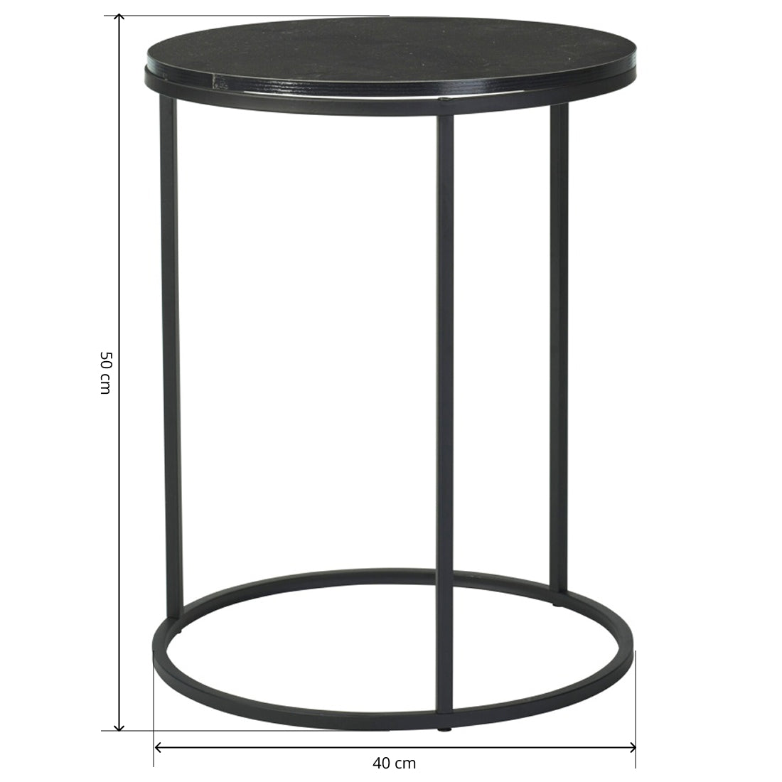 Set 2 Mesas Auxiliares Redondas de Madera y Metal, Negro