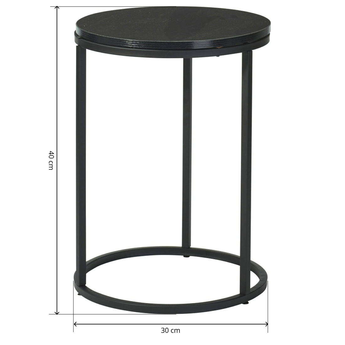 Set 2 Mesas Auxiliares Redondas de Madera y Metal, Negro