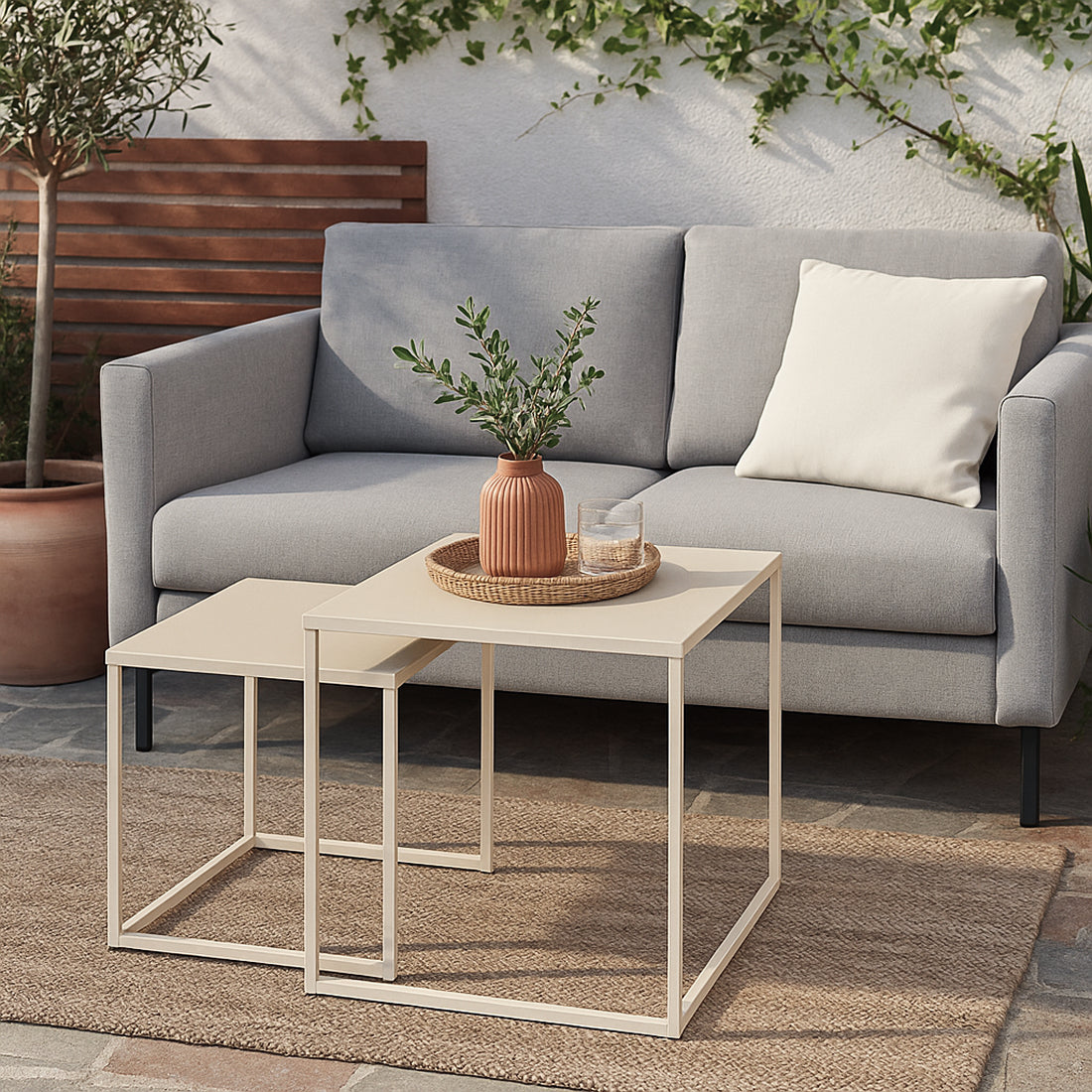 Set 2 Mesas Auxiliares Nido Crema