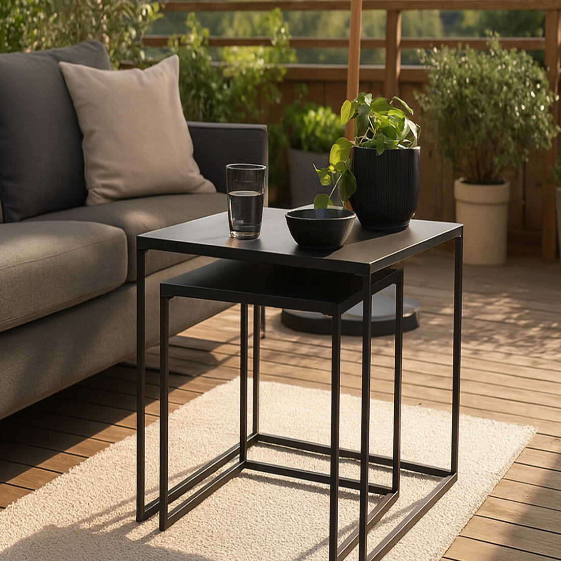 Set 2 Mesas Auxiliares Nido Negro
