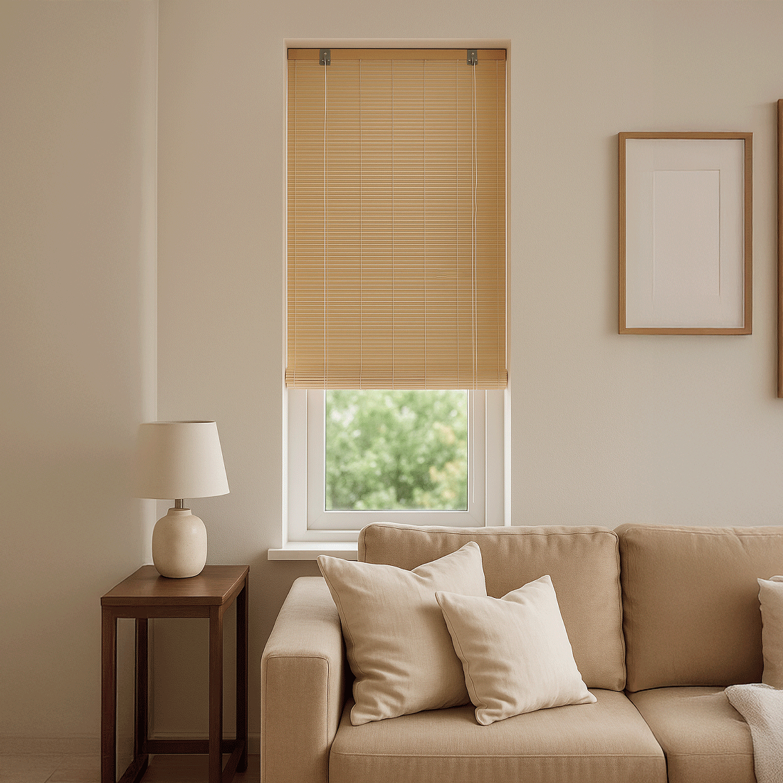 Persiana Enrollable de Bambú Natural Claro