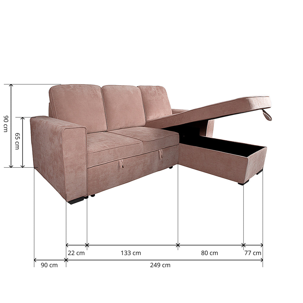 Sofá Chaise Longue Convertible con Arcón Nepal Beige