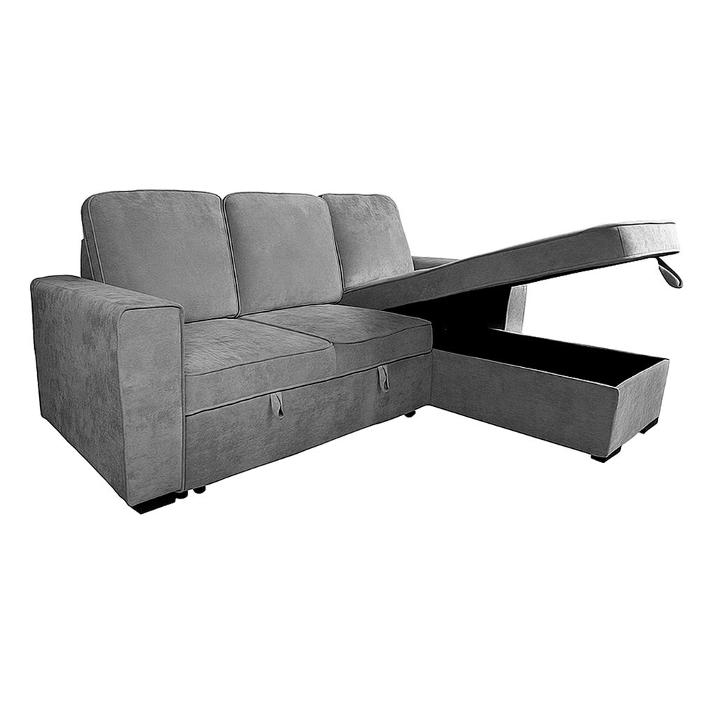 Sofá Chaise Longue Convertible con Arcón Nepal Gris