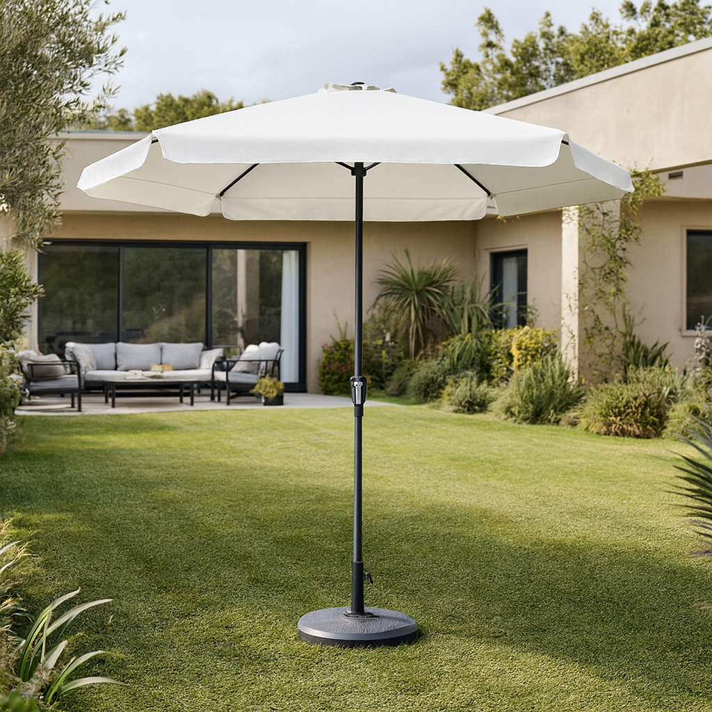 Sombrilla de 3 M con Faldón y Forro Anti UV Blanco