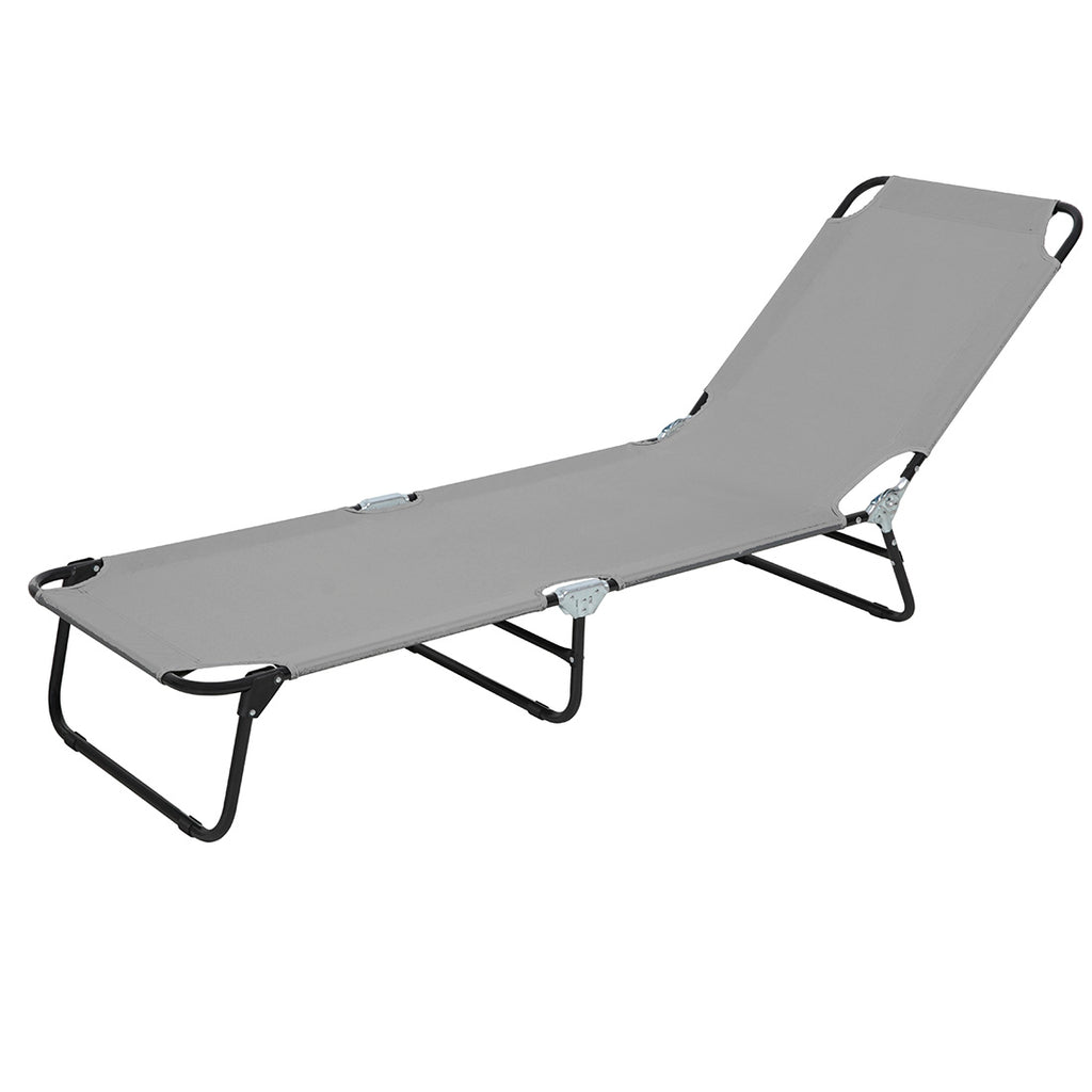 Tumbona Plegable y Reclinable en 5 Posiciones, Gris Claro