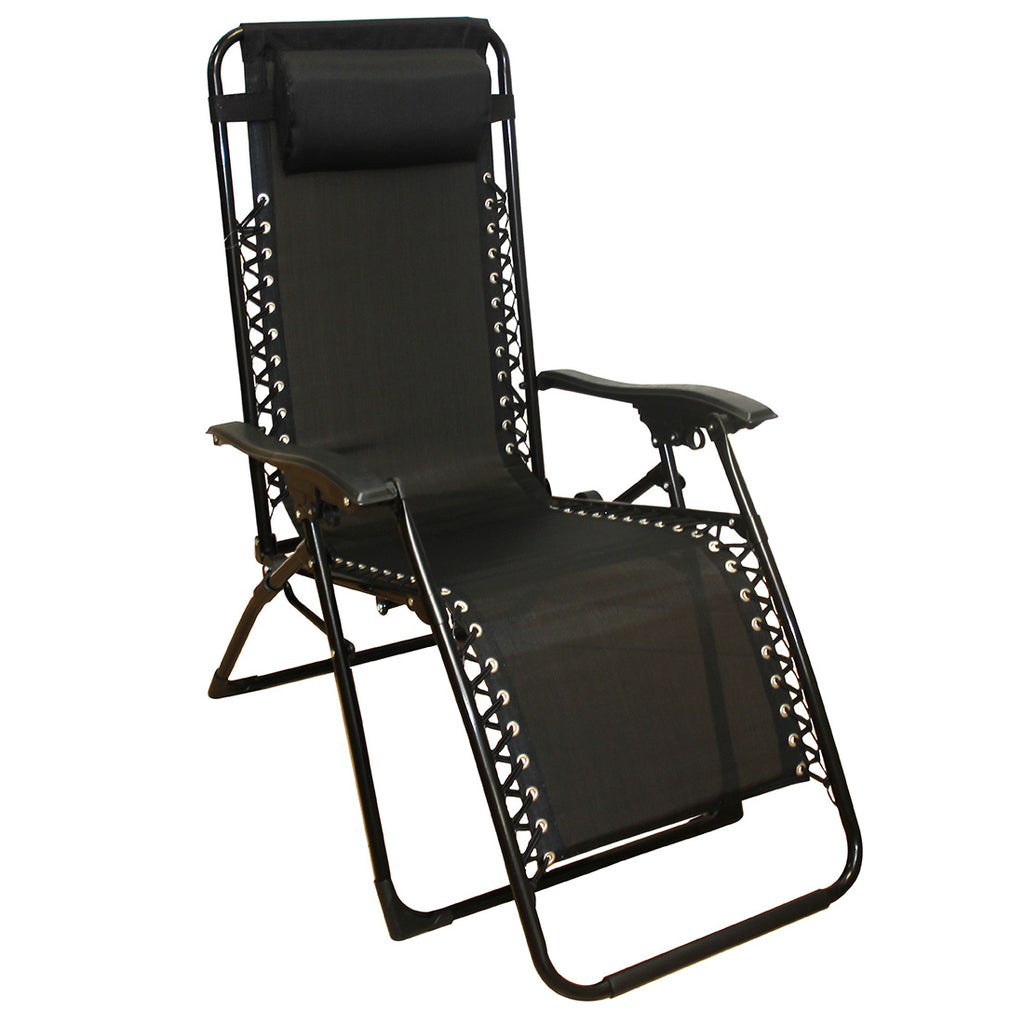 Tumbona de Cuerdas Plegable y Reclinable  112x65x84 cm, Negro