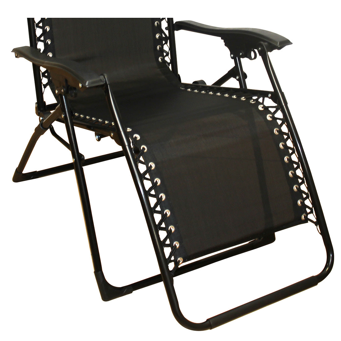 Tumbona de Cuerdas Plegable y Reclinable  112x65x84 cm, Negro