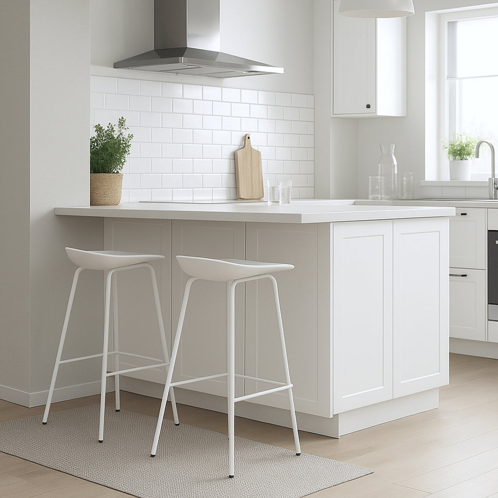Conjunto 2 Taburete Nórdico de Metal Blanco