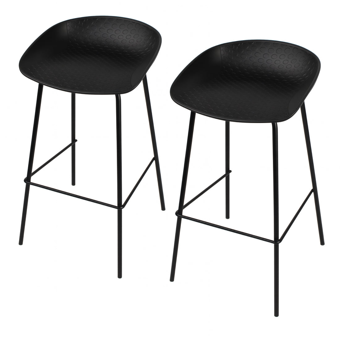 Conjunto 2 Taburete Nórdico de Metal Negro