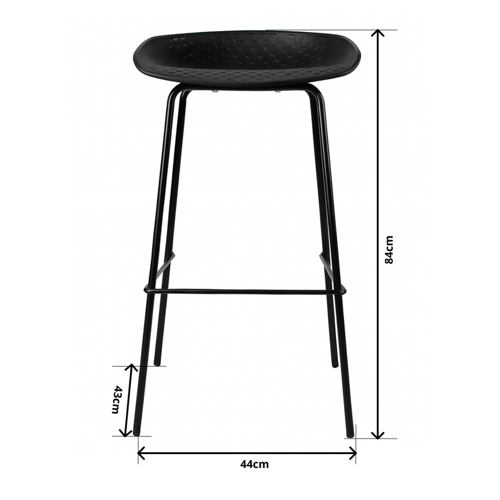 Conjunto 2 Taburete Nórdico de Metal Negro