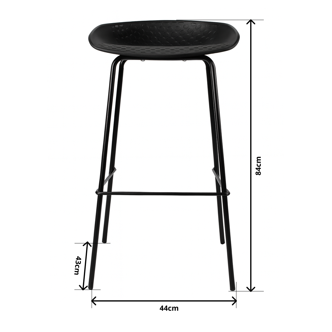 Conjunto 2 Taburete Nórdico de Metal Negro
