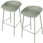 Conjunto 2 Taburete Nórdico de Metal Verde