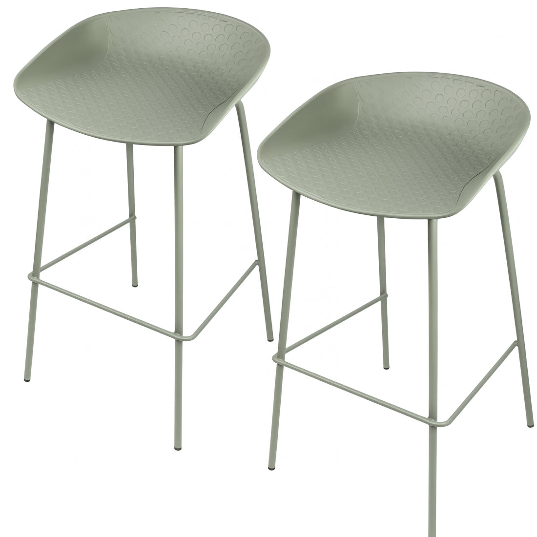 Conjunto 2 Taburete Nórdico de Metal Verde