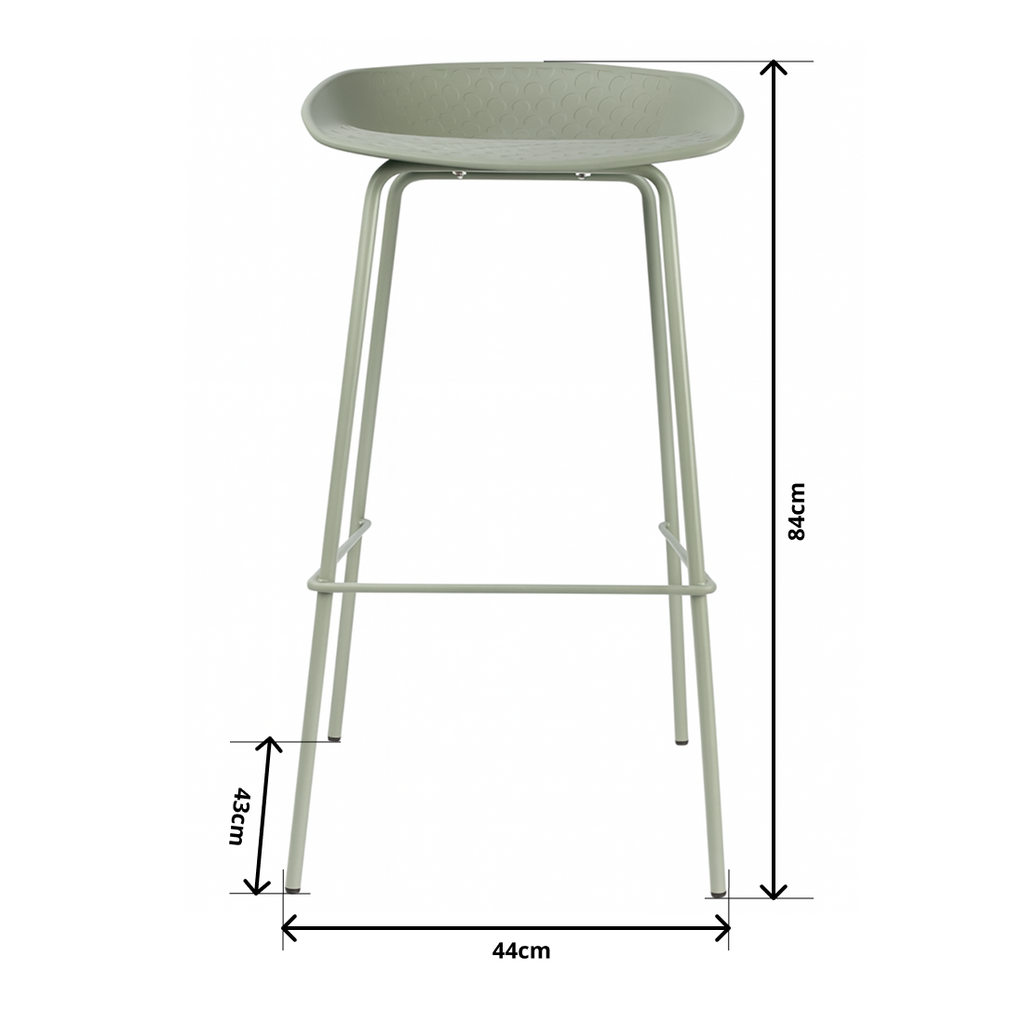 Conjunto 2 Taburete Nórdico de Metal Verde