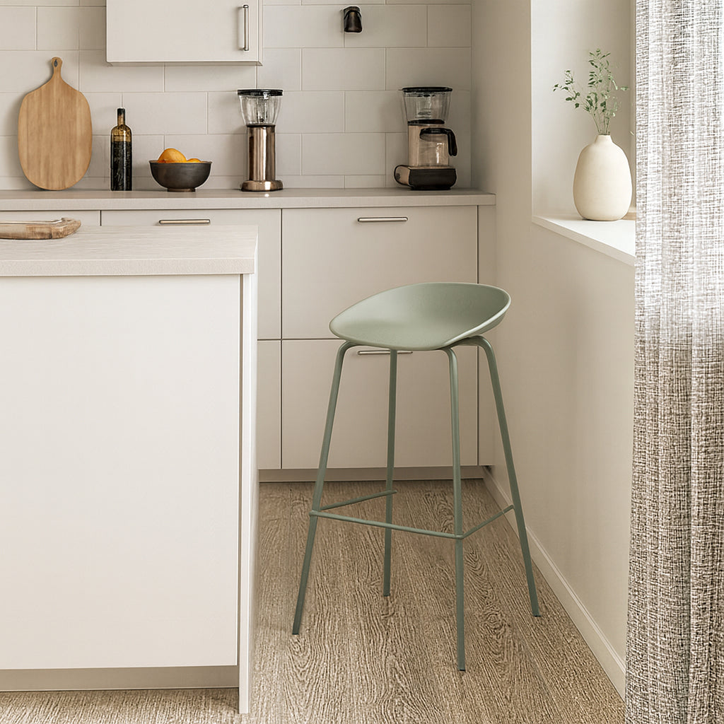 Conjunto 2 Taburete Nórdico de Metal Verde