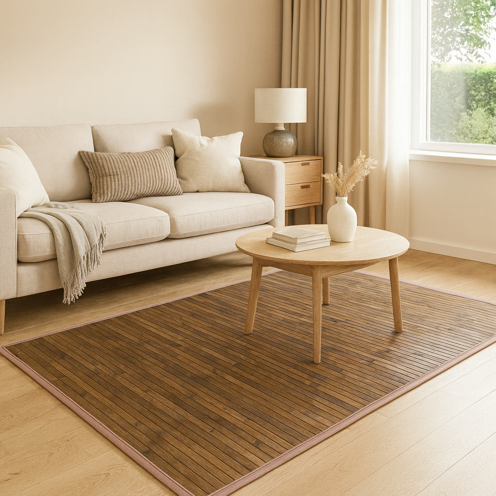 Alfombra de Bambú Natural Antideslizante Chocolate