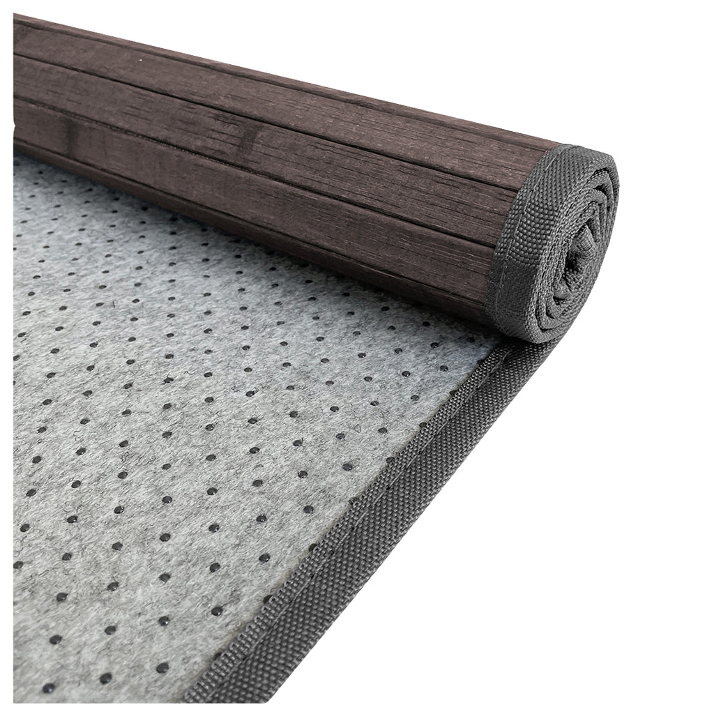 Alfombra de Bambú Natural Antideslizante Gris Oscuro