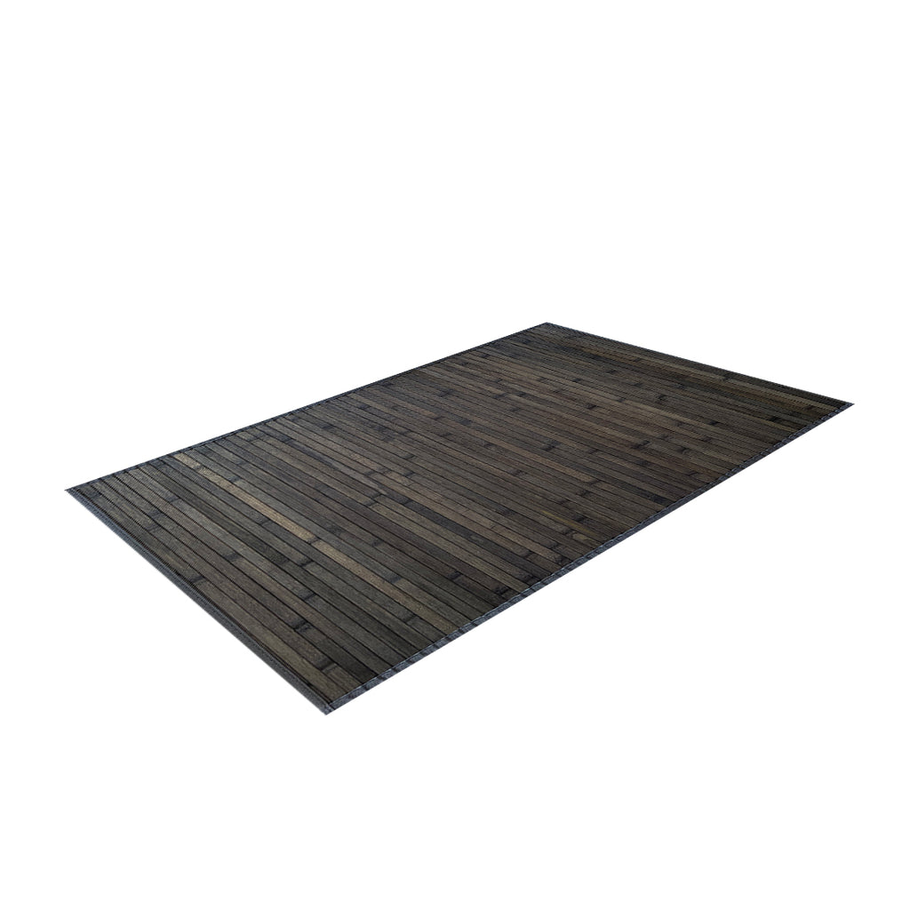 Alfombra de Bambú Natural Antideslizante Gris Oscuro