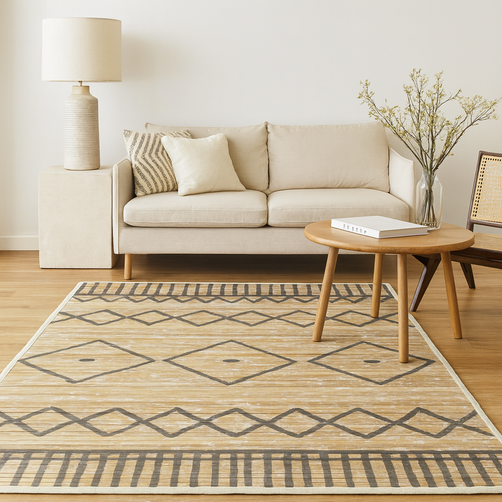 Alfombra de Bambú Natural Antideslizante Grecas