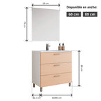Mueble de Baño Completo con Lavabo, Grifo y Espejo, Roble