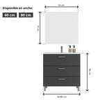 Mueble de Baño Completo con Lavabo, Grifo y Espejo, Antracita