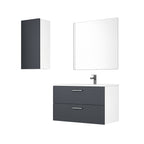 Mueble de Baño Completo con Columna, Lavabo, Grifo y Espejo, Antracita