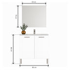 Mueble de Baño Completo con Lavabo, Grifo y Espejo, Blanco
