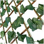 Celosía Extensible Madera Natural con Hojas 180x81 cm