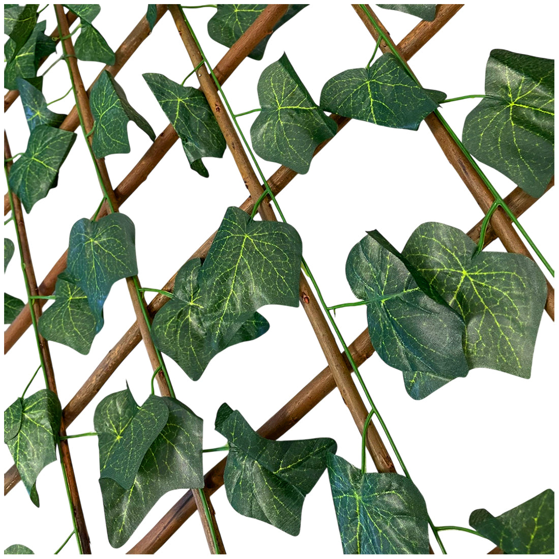 Celosía Extensible Madera Natural con Hojas 180x81 cm