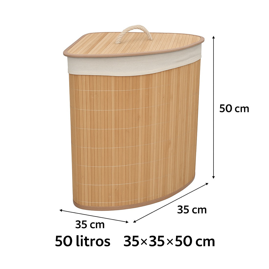 Cesto para la Colada de Bambú Plegable 50x35x35 cm