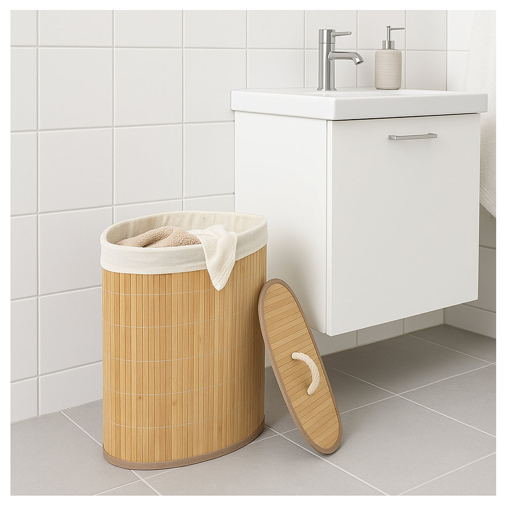 Cesto para la Colada de Bambú Plegable 50x35x35 cm