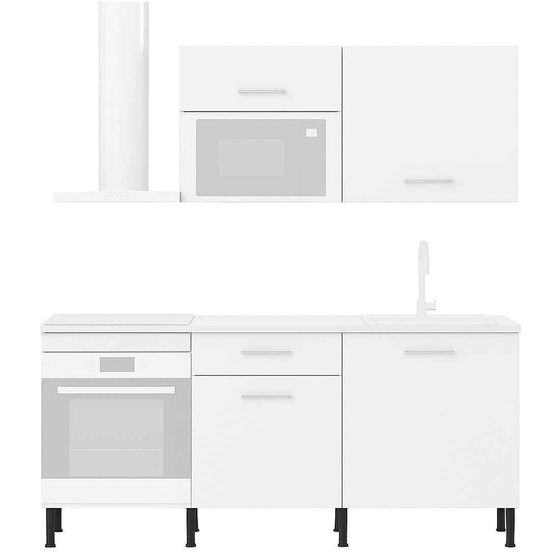 Cocina Modular con Muebles Altos y Bajos, Blanco