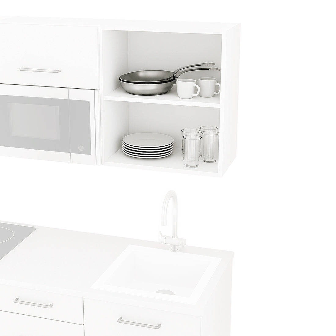 Cocina Modular con Muebles Altos y Bajos, Blanco