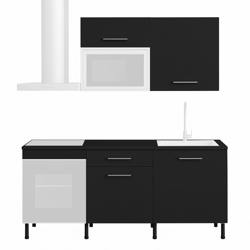 Cocina Modular con Muebles Altos y Bajos, Antracita