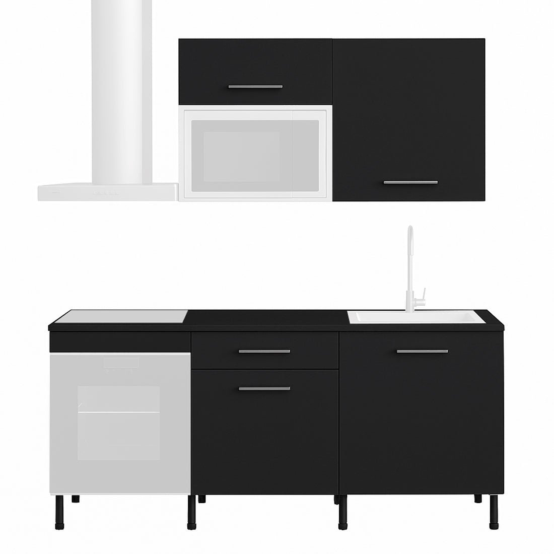 Cocina Modular con Muebles Altos y Bajos, Antracita