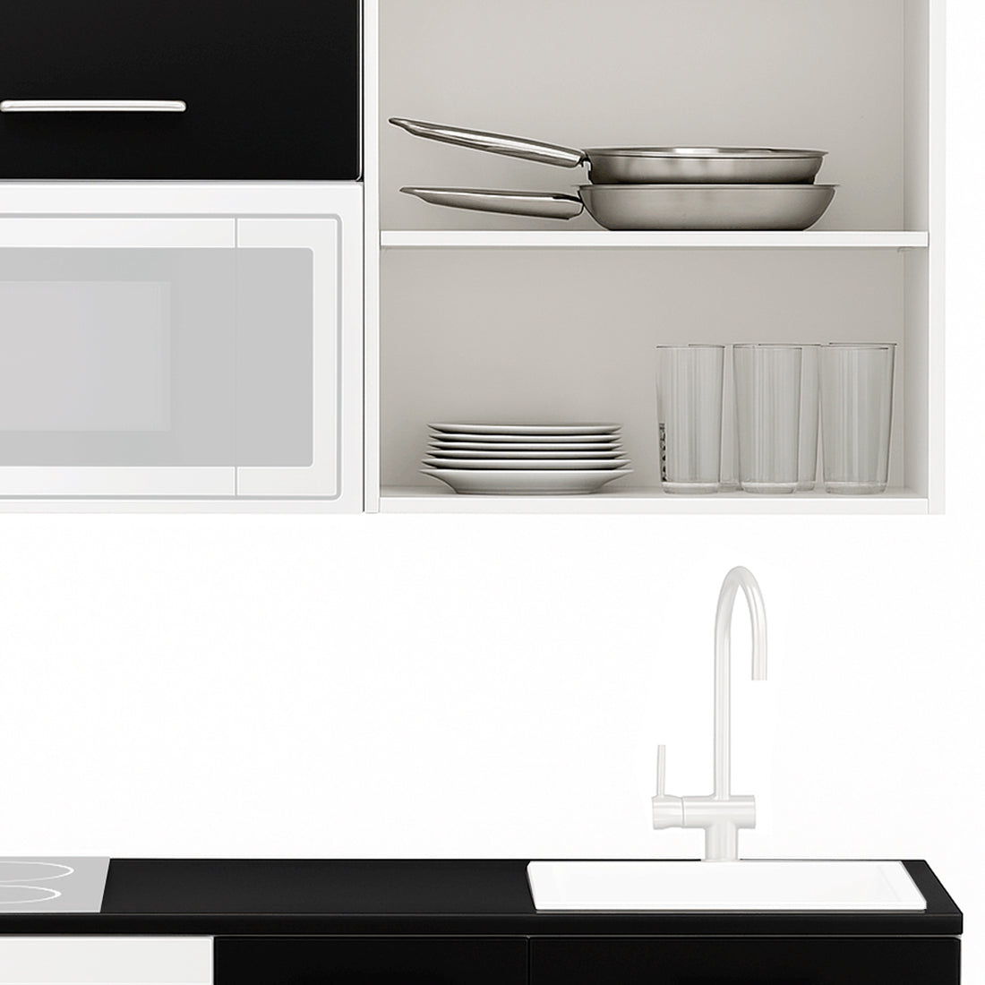 Cocina Modular con Muebles Altos y Bajos, Antracita