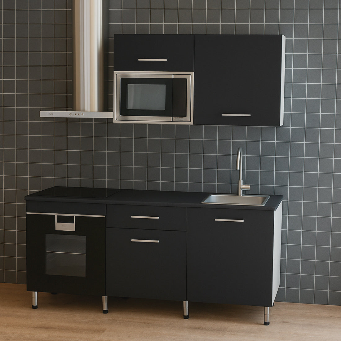 Cocina Modular con Muebles Altos y Bajos, Antracita