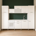 Cocina Modular con Muebles Altos, Bajos y Columna, Blanco