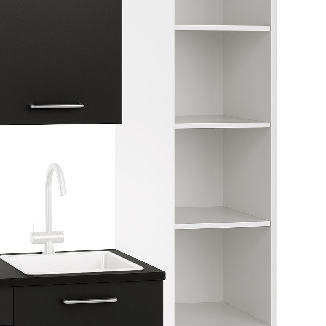 Cocina Modular con Muebles Altos, Bajos y Columna, Antracita