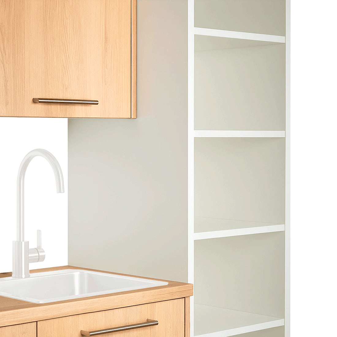 Cocina Modular con Muebles Altos, Bajos y Columna, Roble