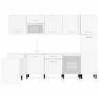 Cocina Modular con Muebles Altos, Bajos, Columna y Barra, Blanco