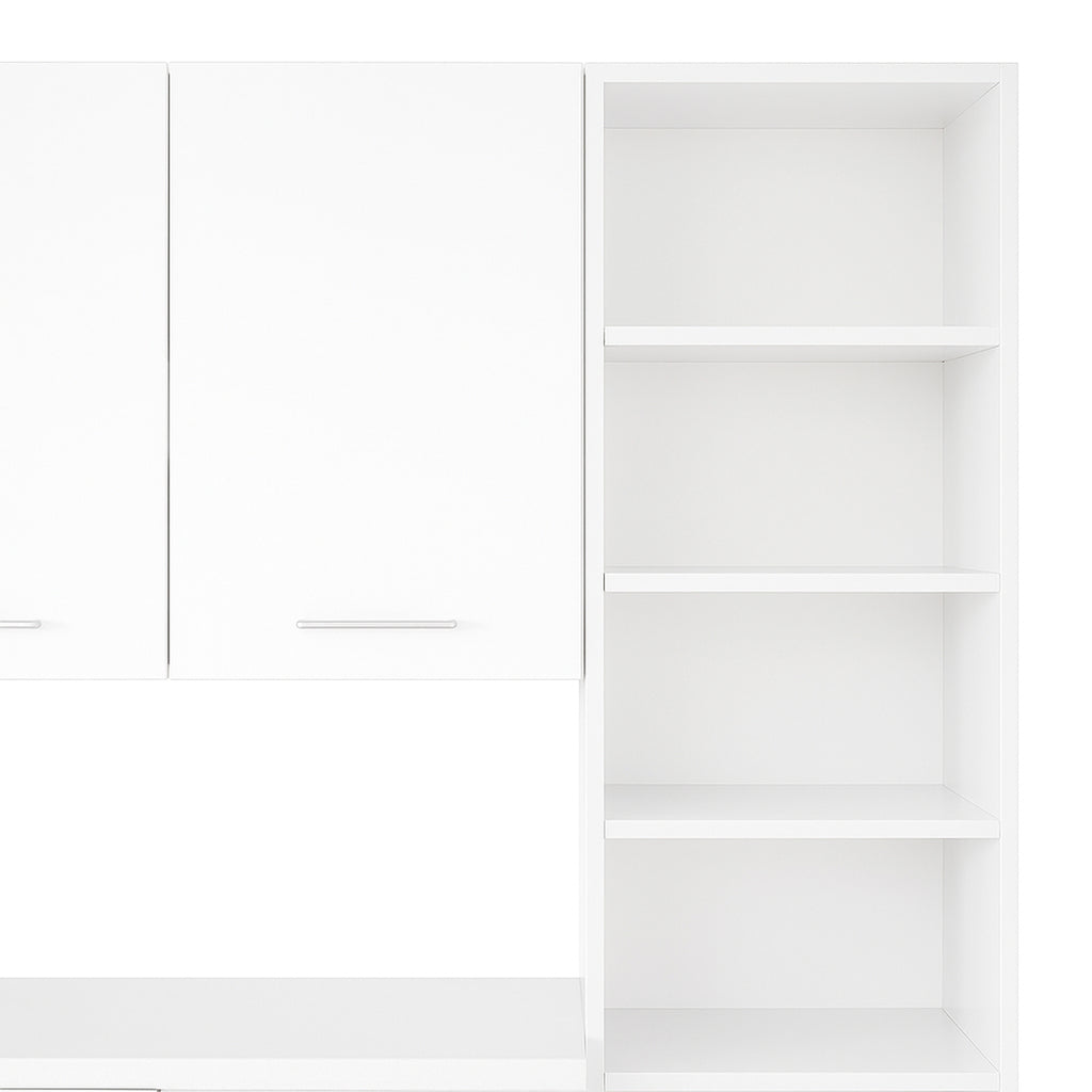 Cocina Modular con Muebles Altos, Bajos, Columna y Barra, Blanco